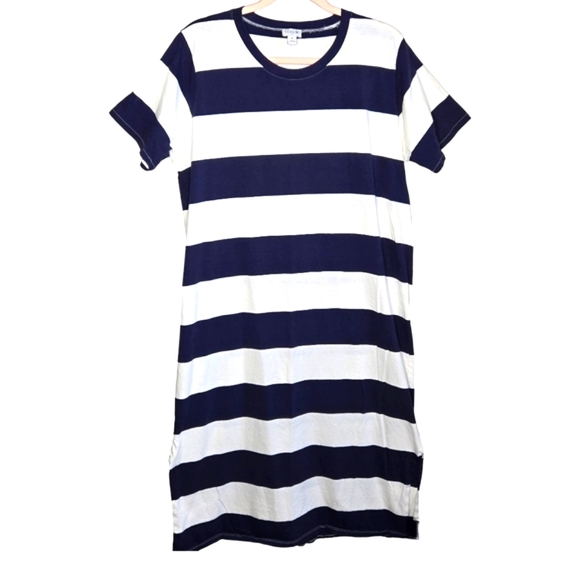 Blue And White Striped T Shirt Dress 2026.J. Crew | Dresses | J Crew Blue White Stripe Tee Shirt Dress Size Xl ...